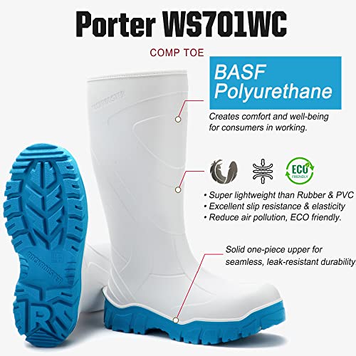 ROCKROOSTER Porter Pull On Rubber Boots for Men, 15" Composite Toe BASF Polyurethane PU Waterproof Wellington Work Boots, PR, EH, Metal Free, Oil Resistant, ASTM F2413-18, WS7012