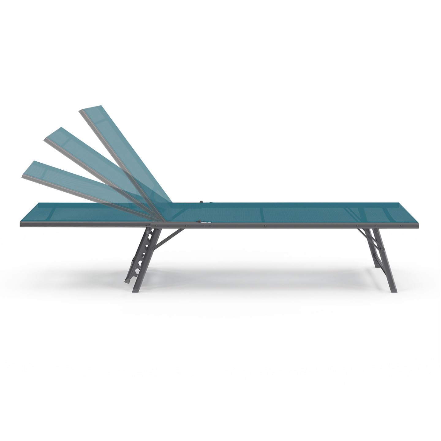 IDMarket - Lot de 2 transats de Jardin inclinables Kailua en Acier Gris Anthracite et Toile Bleu Canard