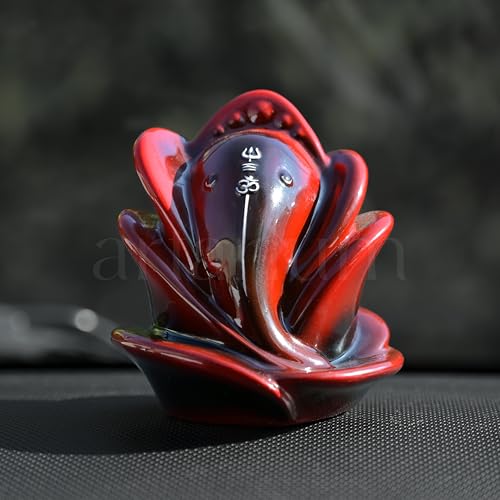 Image of Artarium 3 Inch Rose Shape Ganesh Idol for Car Dashboard | Red Shri Ganesh Ji Murti for Puja and Home Decor | Ganesh Ji Statue for Office Desk, Housewarming & Gift Items, Spiritual Sculpture