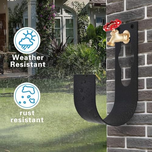 Image of SupKing Hose Hanger Heavy Duty Hose Holder,Garden Hose Reel, Metal Wall Mount Fit to100ft Expandable Watering Hose(Black)