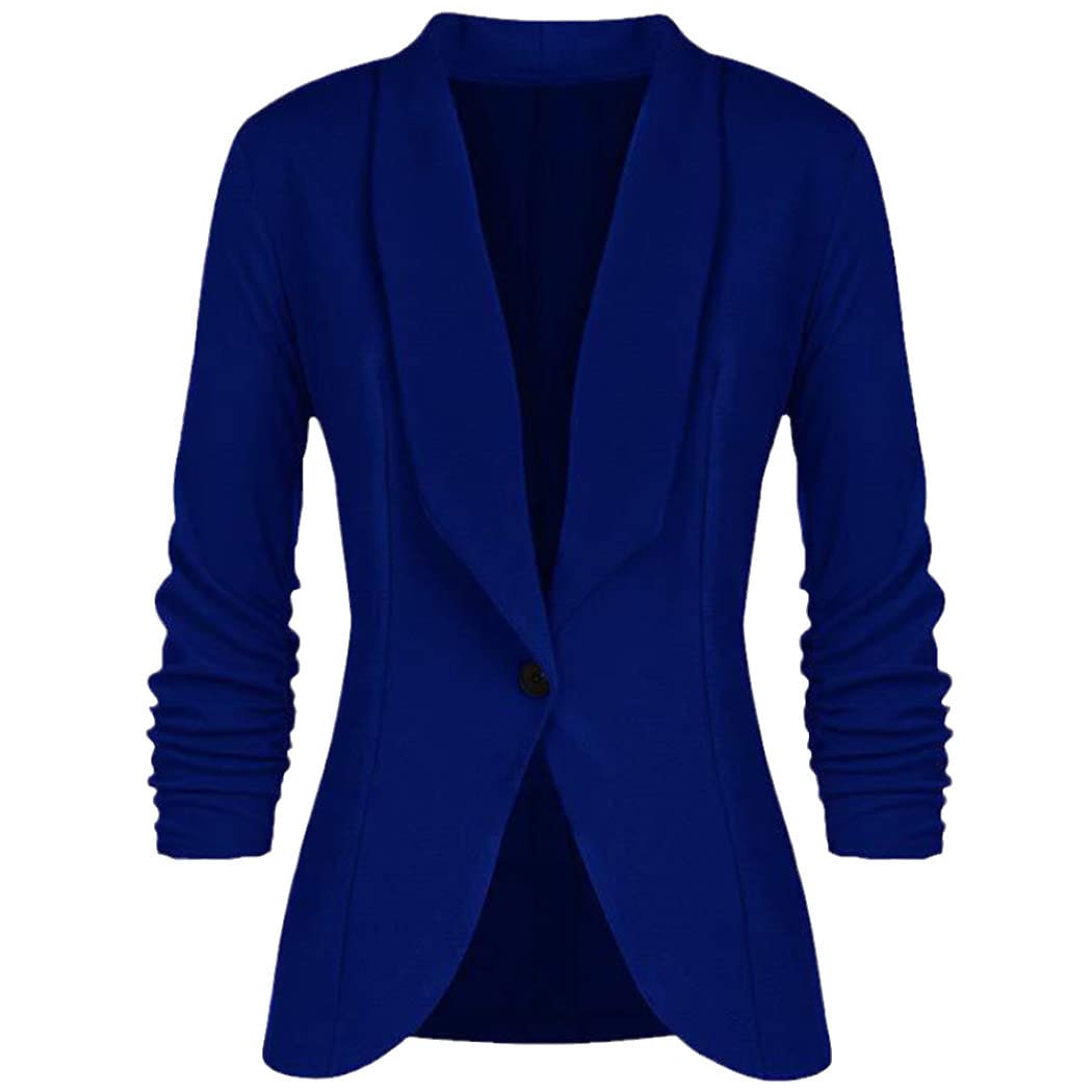 Chaqueta de mujer de oficina, chaqueta de manga larga sólida para mujer, traje casual con botones, chaqueta de algodón delgada azul marino, rosso, 40