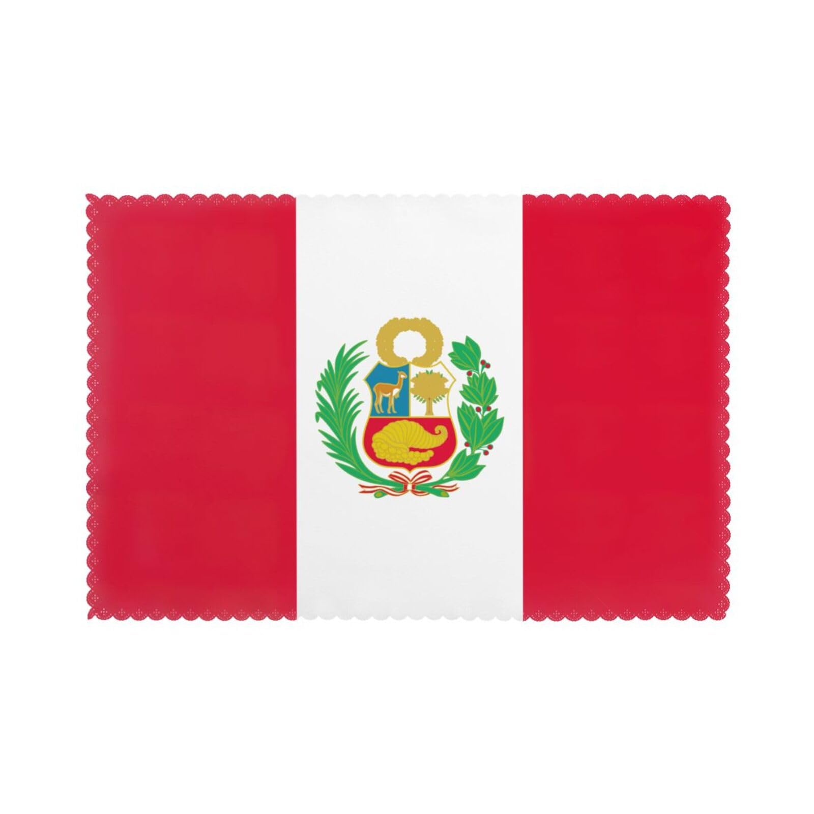 Flag of Peru Print Placemats for Dining Table Set of 6 12x18 Inch Table Mats for Party Kitchen Dining.