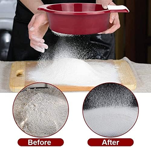 Sieve Powder Flour Strainer Fine Sieve Flour Stainless Steel Flour Sieve Stainless Steel Fine Mesh Sifter Baking Strainer for sieving Tea Food Flour Sugar etc red Comes 21.5 cm x 15 cm x 5 cm
