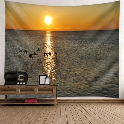 Coucher de soleil en tenture murale paysage de mer pour chambre ado