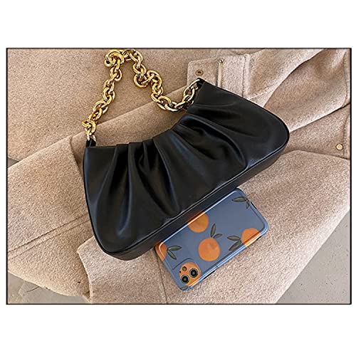 Image of JOLLQUE Shoulder Bag for Women,Small Leather Dumpling Bags Handbag Purse,Gold Chain Evening Clutch Purses