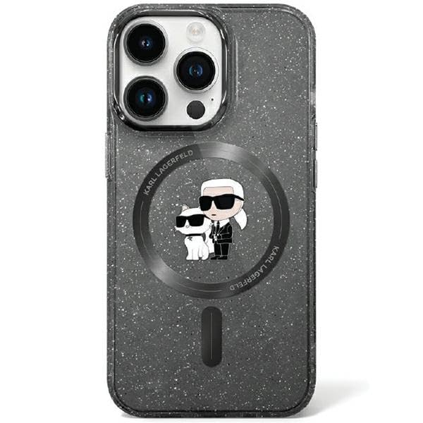 KARL LAGERFELD Coque KLHMN61HGKCNOK pour iPhone 11 / XR 6.1" Noir Rigide Karl&Choupette Paillettes