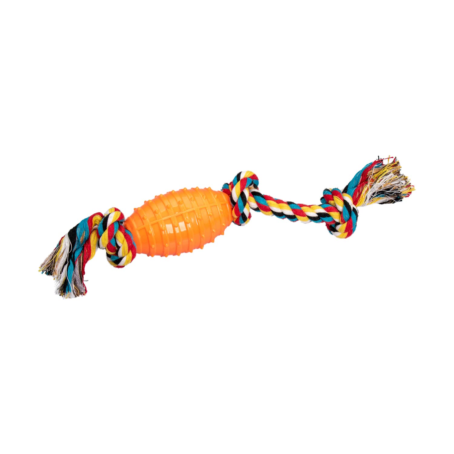 AQPET Smarty Dog Toys Rope and Oval Rubber Ball 38 cm, Multicolored