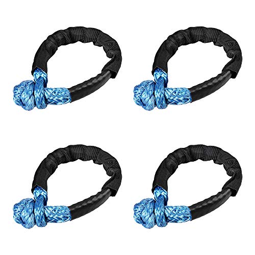Anzio Blue Synthetic Soft Shackle Rope with Protective Sleeve Breaking Strength Max 38,000 LBS - Working Load Limit 15,000 LBS
