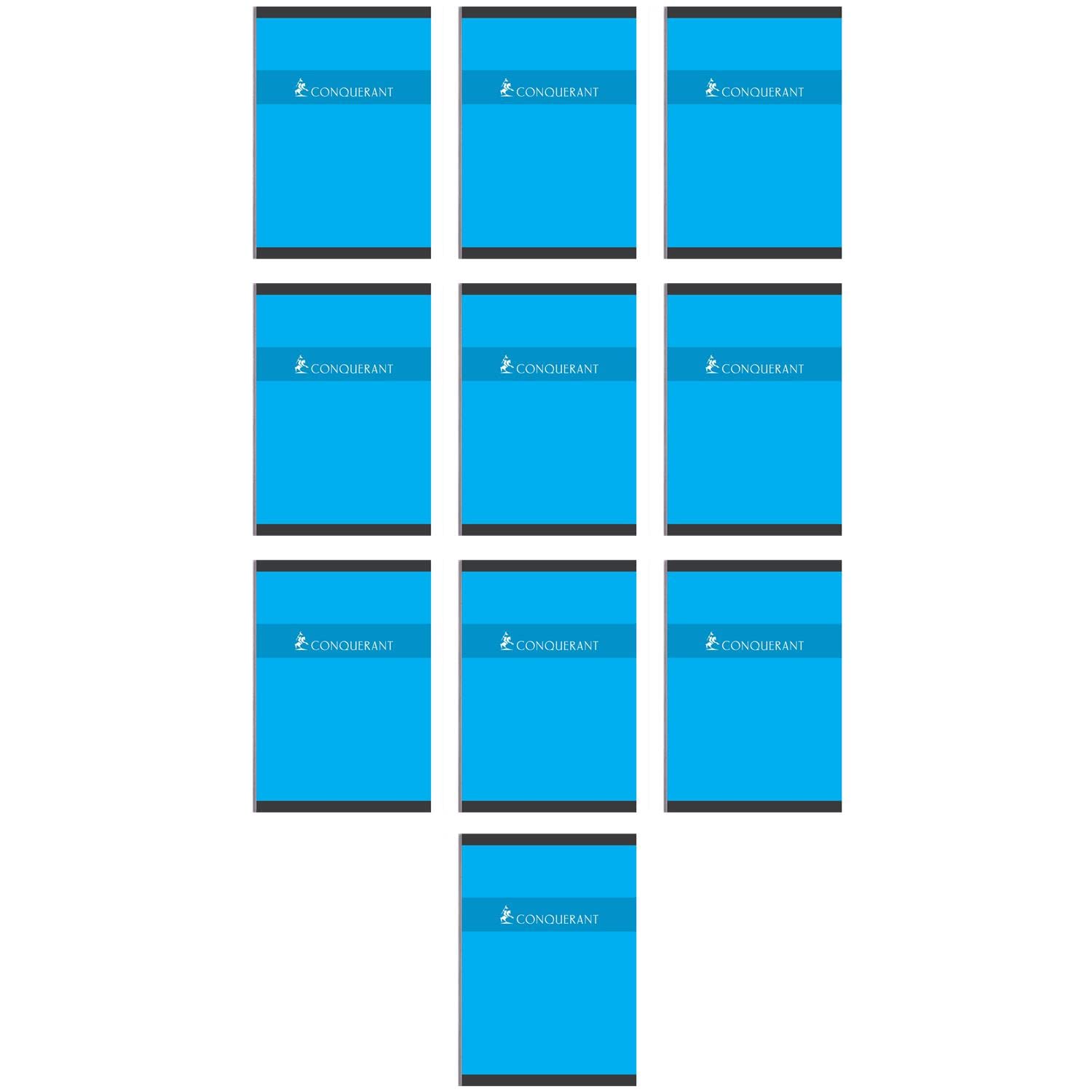 CONQUERANT Lot de 10 Cahiers broché A4 192 pages 70g quadrillé 5x5 coloris aléatoires