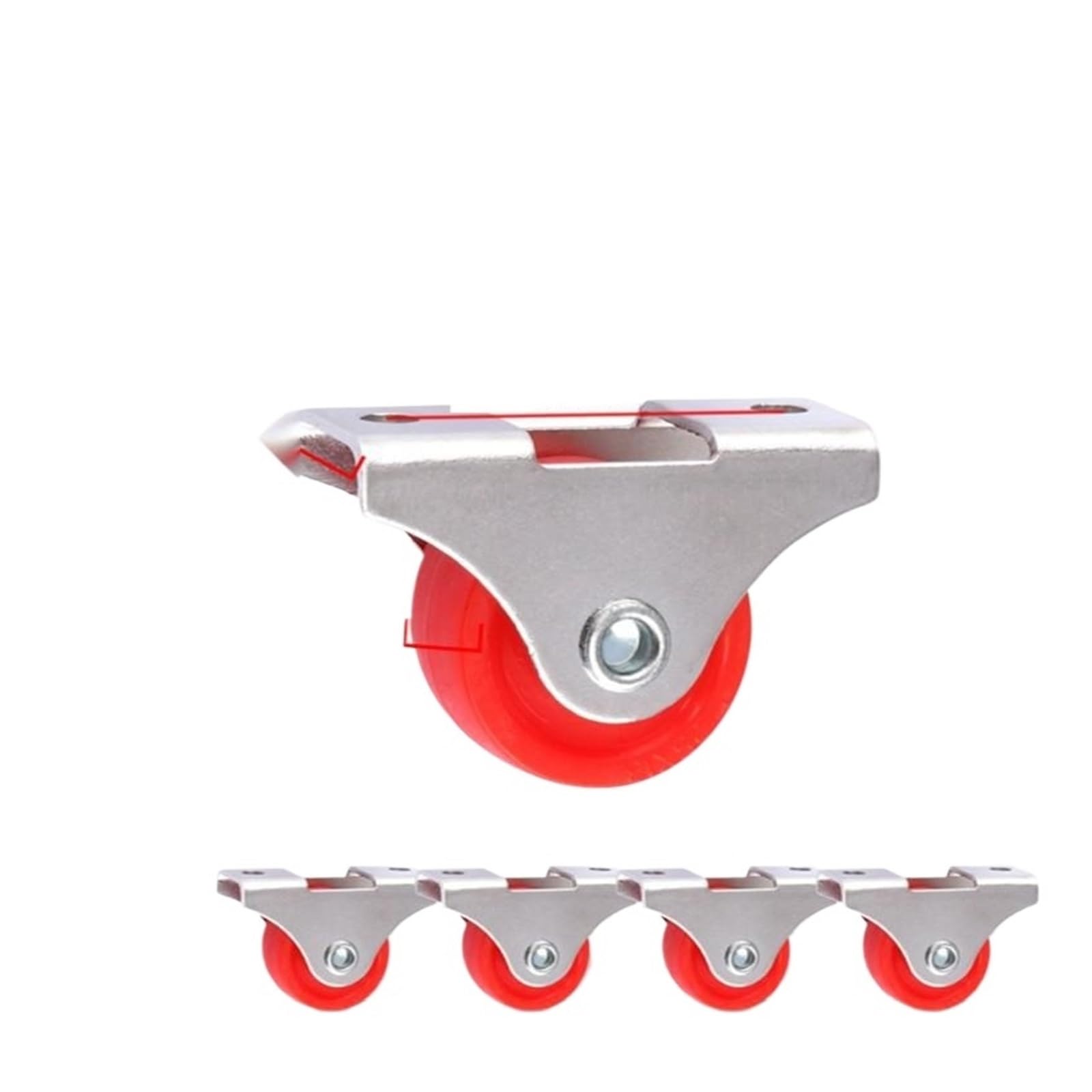 MXXDMOPD 4 Pieces/lot 1 inch Silent Directional Wheel with Screw Drawer Pulley Caster Cabinet Bookcase Furniture Small Roller(Red Pu)