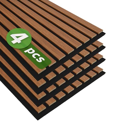 Image of Art3d 12 inch x 93 inch Acoustic Wood Slat Wall Panel, 4pcs, 31 sq.ft, Walnut