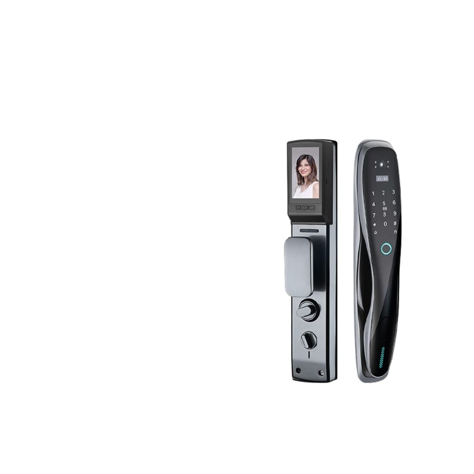 Serratura per porta d'ingresso con impronta digitale, Smart Door Lock Fingerprint Digital WiFi Lock Calco Connected Camera Monitor Invia foto a Mobile(Silver)