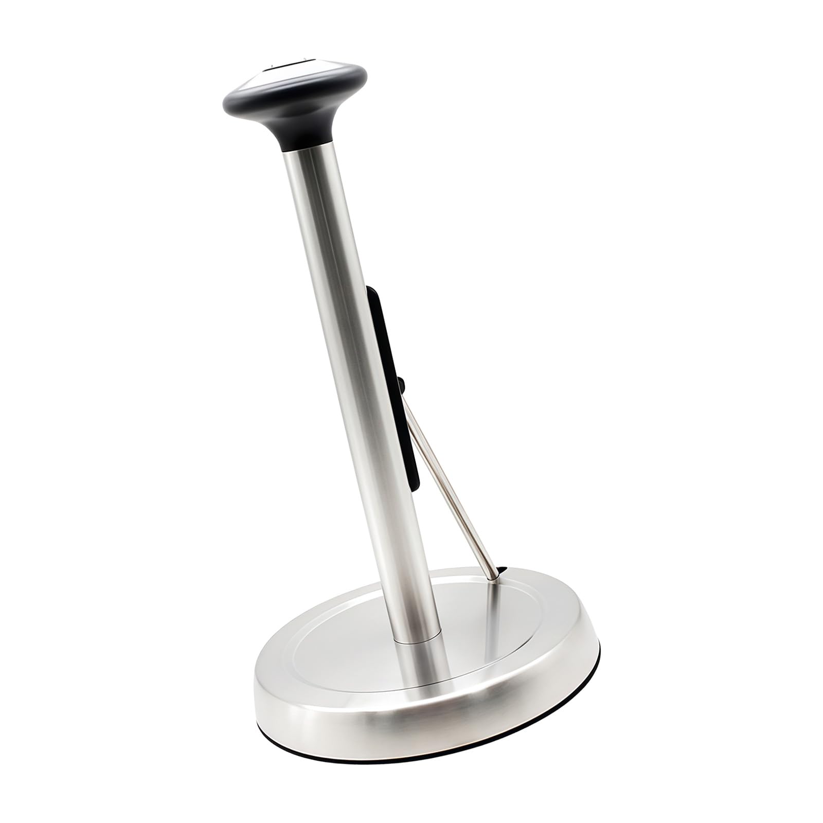 Kitchen Paper Towel Stand with Weighted Base and Ergonomic Handle Spring Paper Dispenser Elegant Stainless Steel Dispenser