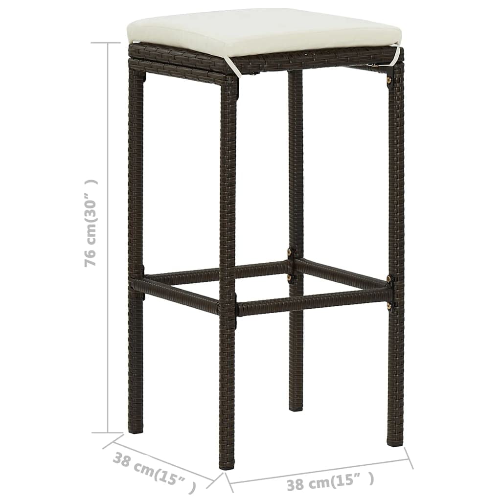 Ensemble de Bar de Jardin avec Coussins 5 pcs Marron Mobilier de Jardin Brun