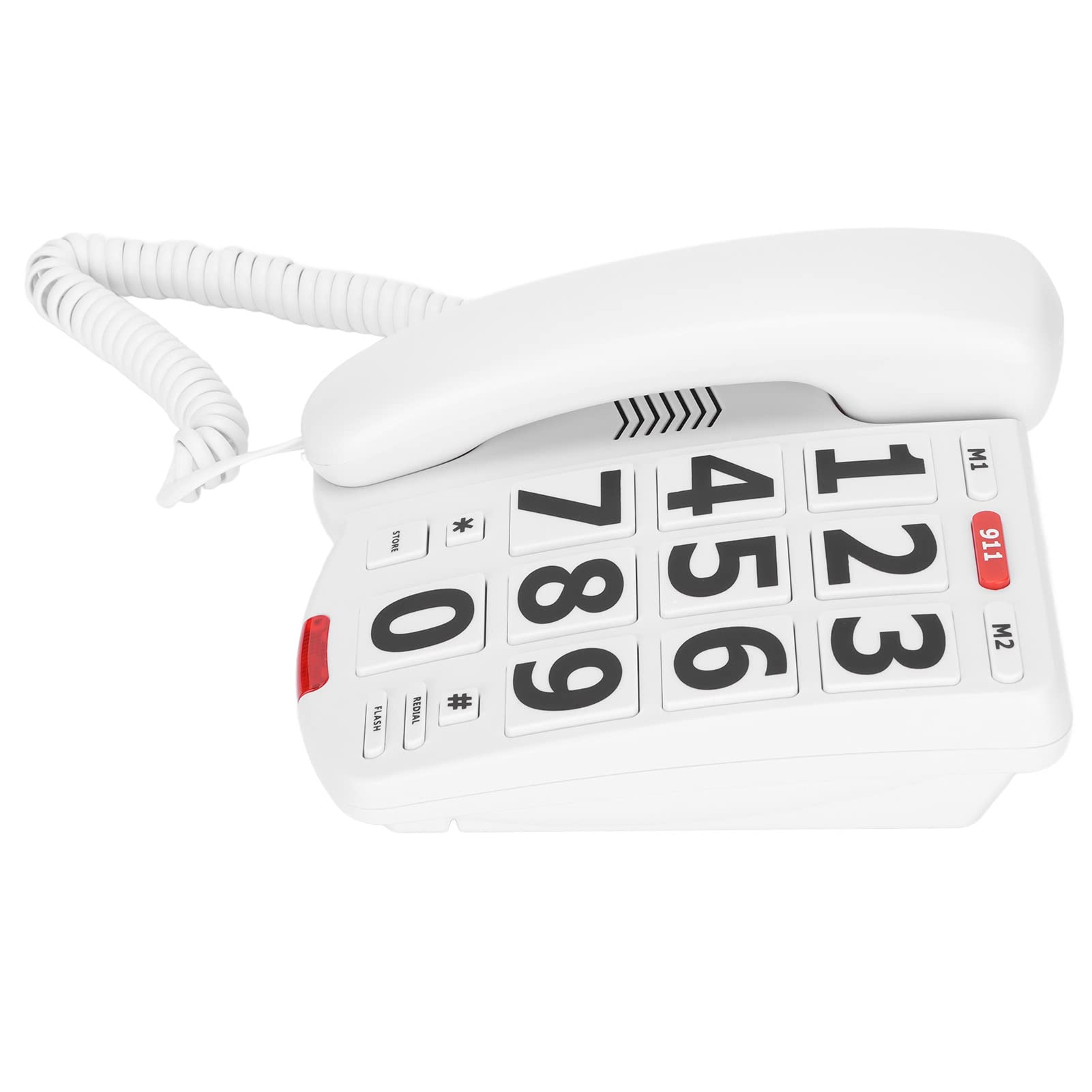 MS-305 Telefono Fisso per Anziani, Telefono Fisso con Grandi Pulsanti e Suono Super Forte, M1 M2 Fast Dial, Adatto per Anziani con Ipovedenti e Ipoacusie