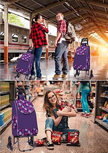 QHYTL Einkaufswagen, Einkaufstrolley, zusammenklappbar, Treppenklettern, Einkaufswagen mit 6 Rädern, wasserdichter… – Bild 8