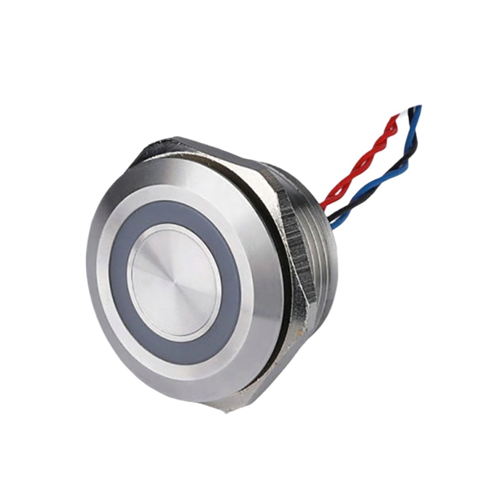 Interruttori a pulsante in metallo Interruttore piezoelettrico illuminato L+E+D impermeabile in acciaio inossidabile da 25 mm Interruttore a pulsante IP68 Luce 12V 24V(White L+ED,LATCHING(ON OFF)_24V)