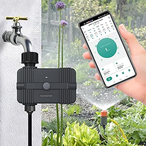 FRANKEVER WiFi Sprinkler Water Timer, Upgraded Rain Delay Function Compatible with Alexa and Google Assistant, Sprinkler Irrigation Timer Outdoor Automatic for Lawn Garden No hub Needed Cover