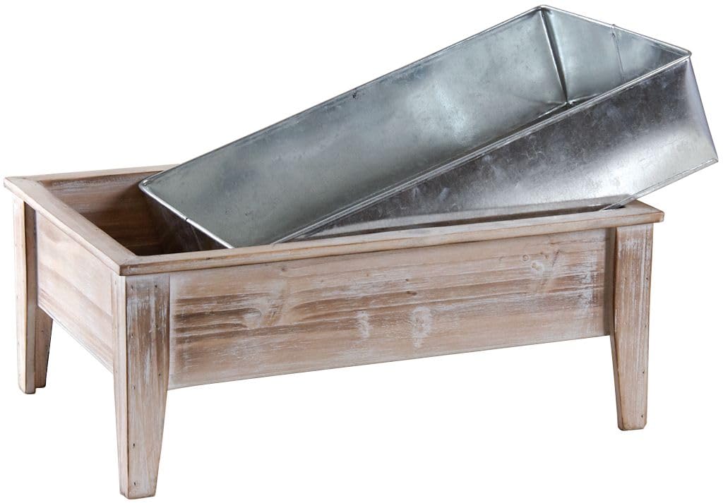 AUBRY GASPARD - Mini Carré Potager en Bois Brûlé et Zinc - sur Pied - Dimensions 40 x 27 x 16 cm - Résistant à la Pourriture et aux Insectes - Idéal pour Petits Espaces - Jardins, Terrasses, Balcons