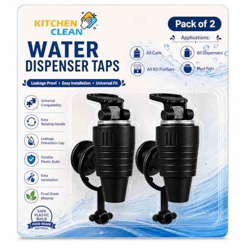 Image of Kitchen Clean All RO Water Purifier Taps for Kent, Dolphin, Aqua - Suitable for Mud Pot Water Can, Water Dispenser, Filter Nal (Black | Pack of 2)