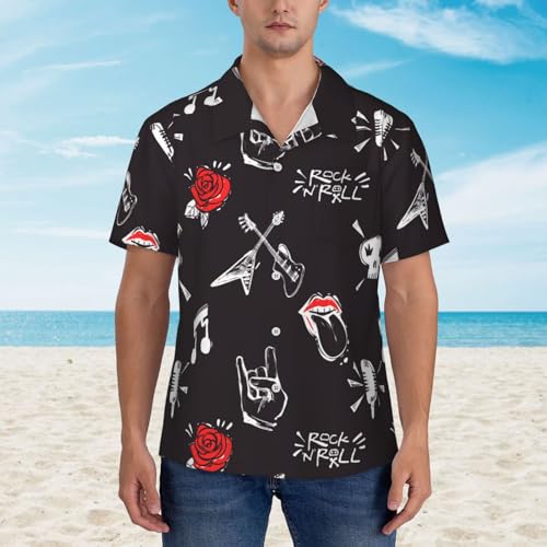 Mens Hawaiian Shirts Rock Roll Rocknroll Signs Summer Beach Shirt3
