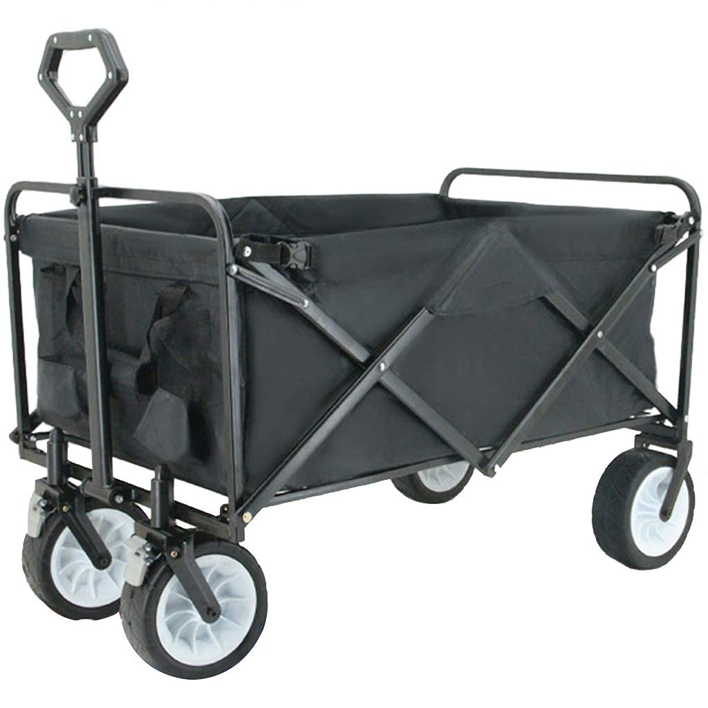 Z-SEAT Utility Carts Folding Wagon Adjustable Angle Outdoor Camping Wagon, 8-inch Double-Bearing Wheel Garden Cart, Large Capacity, No Need to Install, Load Bearing 176lbs