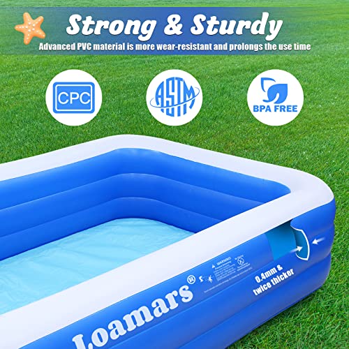 Loamars Inflatable Pool For Adults, 120 * 72 * 22 Inch Inflatable Swimming Pool For Kids, Full-Sized Thickened Family Blow Up Pool, Extra Large Kids Pools For Backyard, Garden, And Summer Water Party #TOP4