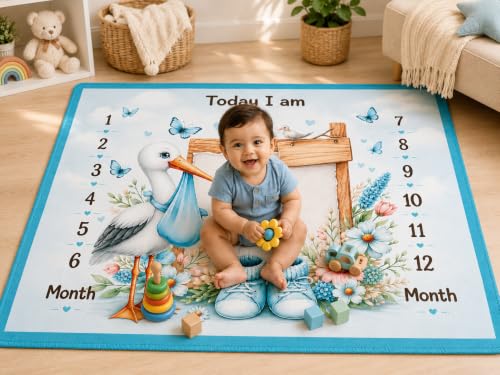 Image of NEW COMERS Milestone Baby Blanket for All Season Play Mat, Super Soft Foam | 3 Layer Thick Mat Blankets for Kids /New Born Monthly Photoshoot