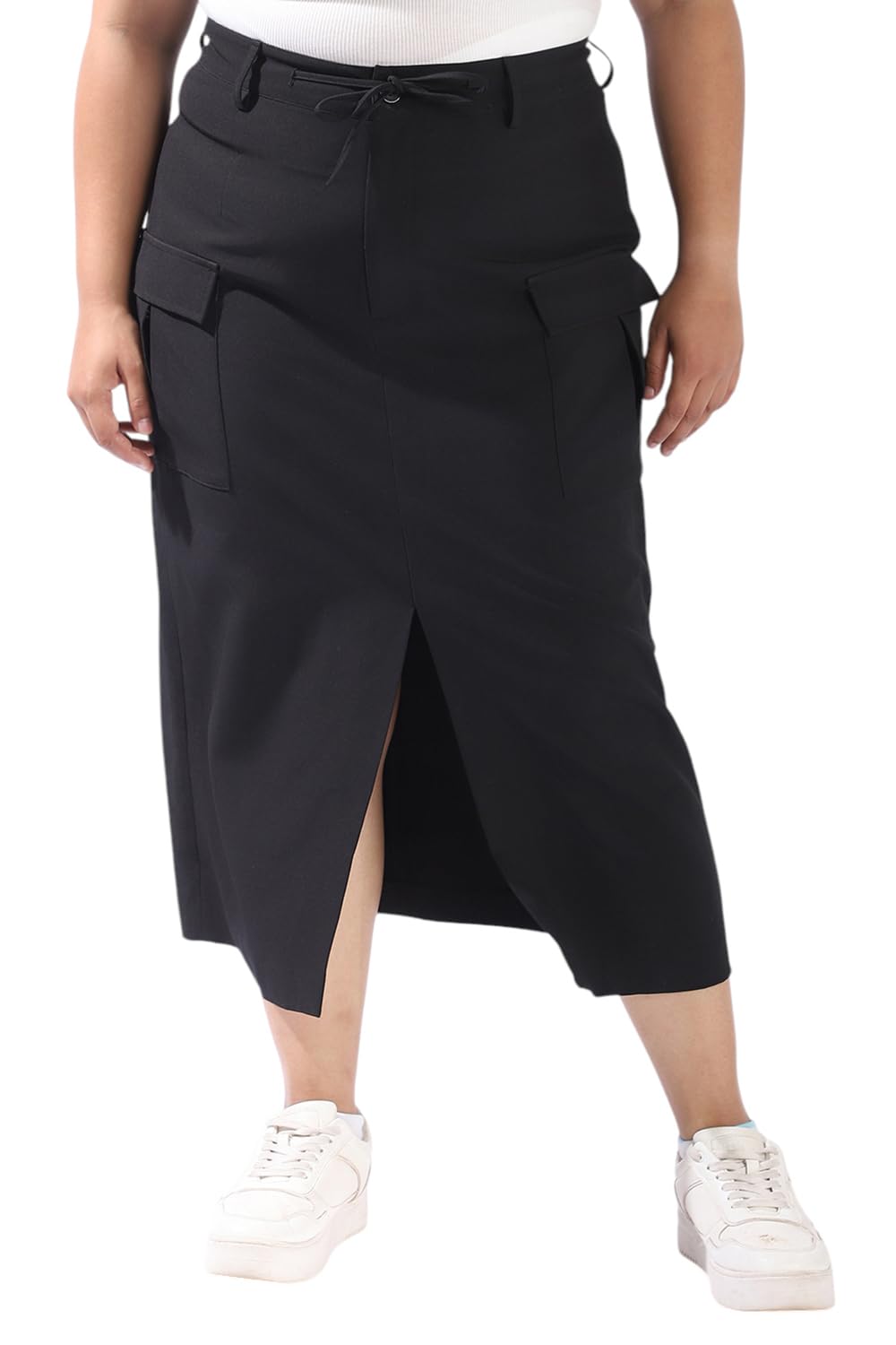 high star clothing High Star Plus Size Women Midi Cargo Korean Front Slit Korean Skirt-picture-18