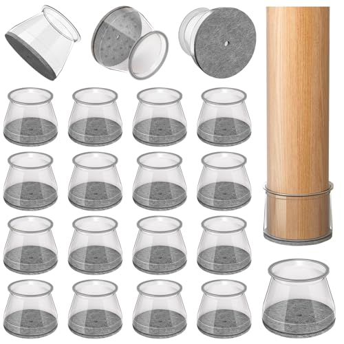 Image of Ansible 24 Pcs Silicone Chair Leg Floor Protectors, Round L(Fit:33-50mm) | Furniture Caps for Chair Legs with Felt Pads, Protect Hardwood Floors, Reduce Noise, Glide Smoothly and Fit Securely.