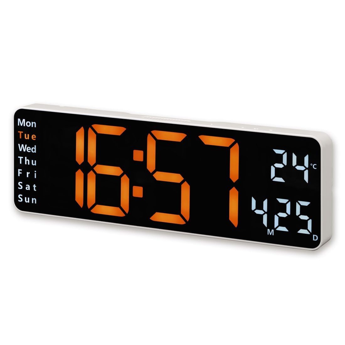 Hama Digitale Wanduhr groß (LED modern, Wanduhr Thermometer, Digital Uhr Wecker, Tisch Küche, Digitale Stoppuhr groß, Wand Fernbedienung, Wohnzimmer dimmbar | Santa Cruz, Wanddekoration, Digitaluhr, Timer, Alarm, Stoppuhr, Fernbedienung