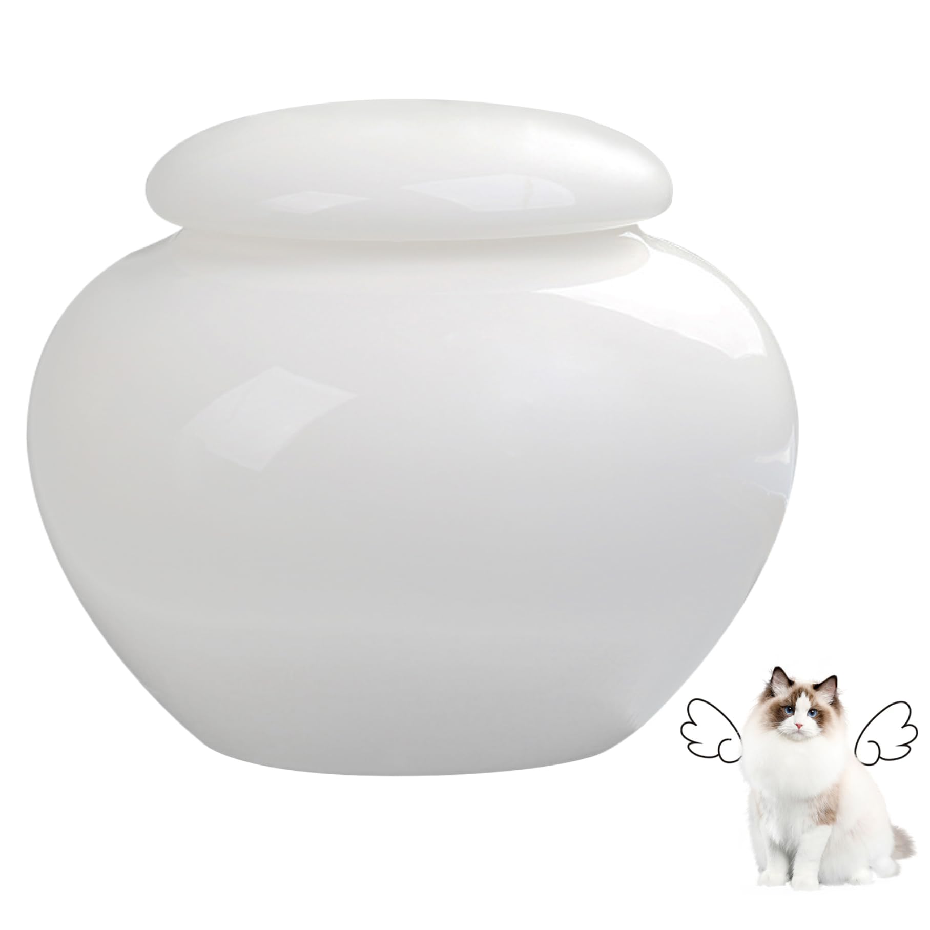 Urne per ceneri, 1000 ml, urna in ceramica bianca, a prova di perdite, per ceneri umane, 15 x 13 cm, urna commemorativa per cani e gatti
