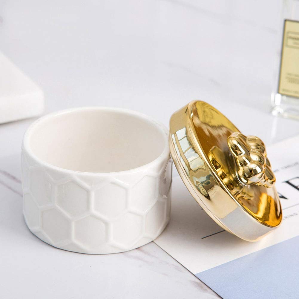 Joyero de cerámica para collar, anillo y pendientes, caja de almacenamiento creativa de abeja, decoración de dormitorio, mini joyero, caja de regalo para mujer