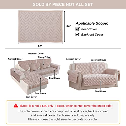 Ostepdecor Couch Cover, Sofa Cover, Quilted Sectional Couch Covers, Velvet Sofa Slipcover For Dogs Cats Pet Love Seat Recliner Leather L Shaped, Armrest Backrest Cover, Beige 43 X 70 Inches #TOP5