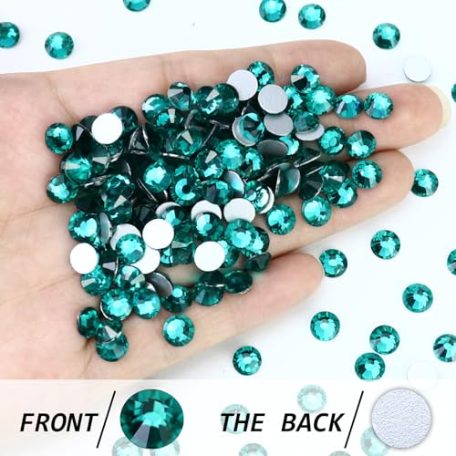 Image of Flatback Crystal Rhinestones Round Gems for Nail Art and Craft Clothes Glue Fix, Green Zircon (6.4-6.6mm) SS30 /288PCS