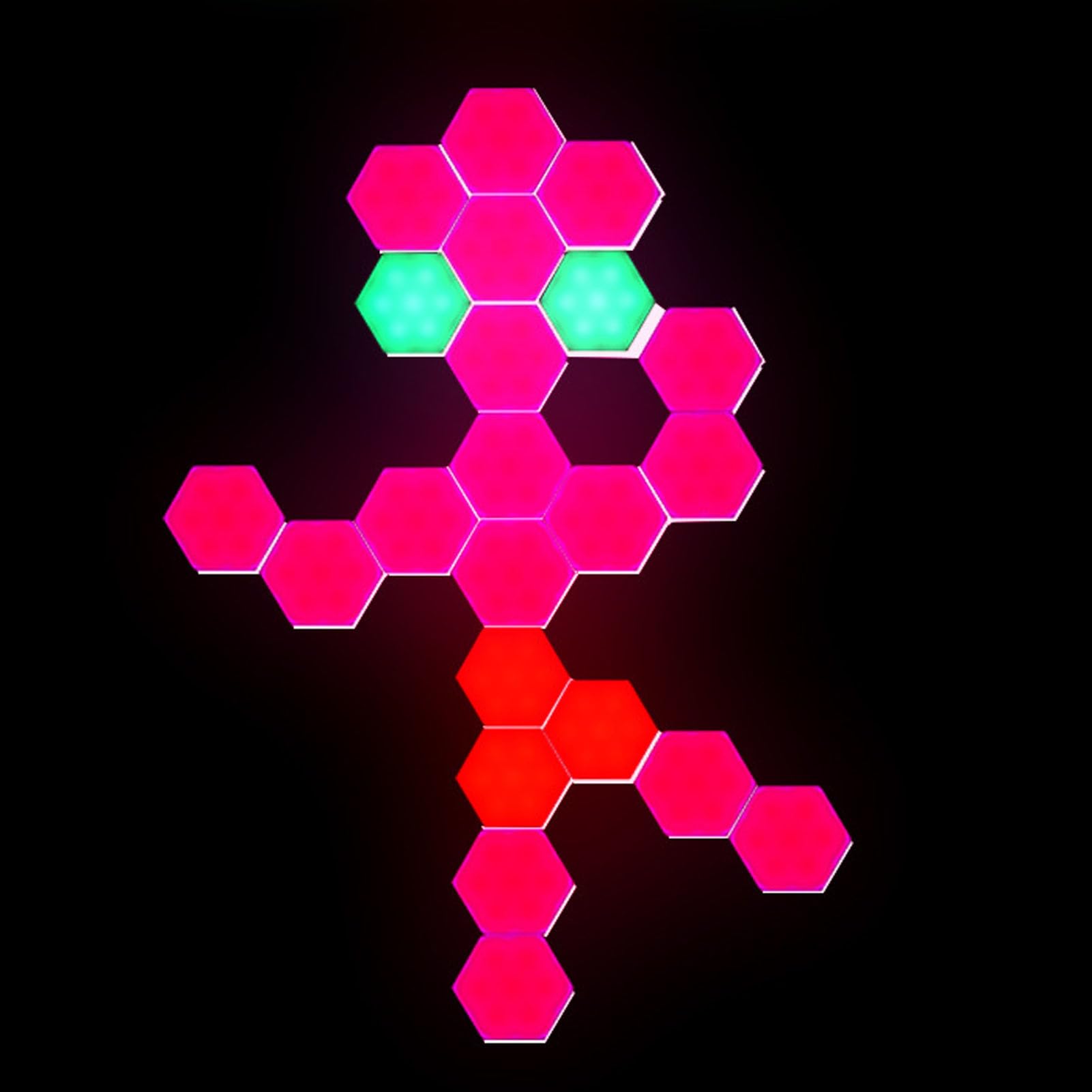 LiebeWH Paneles de Luz Hexagonales, Luces de Pared LED RGB Inteligentes WiFi con Sincronización de Música, Control Remoto para Decoración de Sala de Juegos