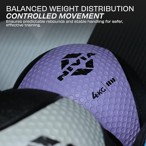 Image of Nivia Pro Medicine Ball for Strength Training, Core Workouts, Endurance Training, Non-Slip Surface, Weight Ball for Crossfit (Light Violet, 4 KG)