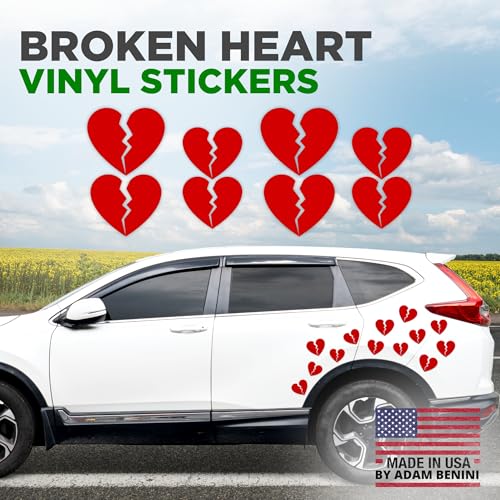 Image of Broken Heart Lonely Sad Boy Red Heart Drift Stance Decal Splash Vinyl Stickers Slap Universal for All Cars Pack of 8 Pieces