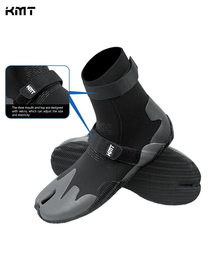 KMT Water Boots for Surfing Paddleboarding Kayaking, 3mm Hi-Top Split Toe Wetsuit Booties with Anti-Slip Rubber Sole - image 2