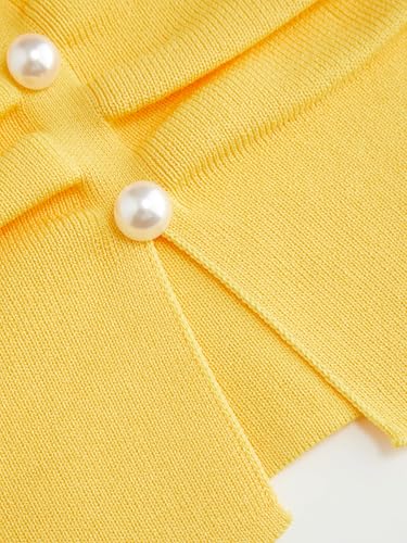 Image of CIDER Faux Pearl Tube Tops for Women Split Hem Knit Crop Y2K Going Out Tops | Cute Ruched Tops, Spring Summer Outfits, Vacation, Concert