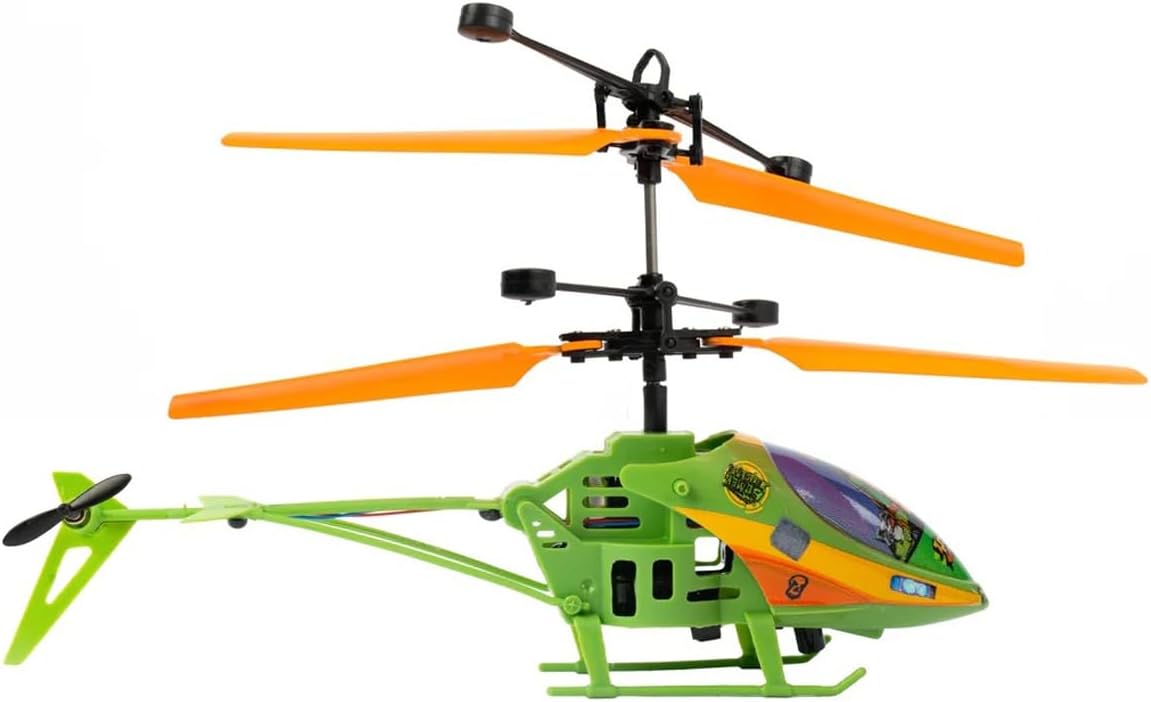 Teenage Mutant Ninja Turtles Michelangelo IR 2CH Mini RC Helicopter – Nickelodeon Licensed Remote Control Flying Toy with Motion Sensors, LED Lights, USB Charging, for Kids Ages 6+
