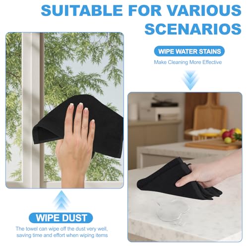 Image of 12 Pack 100% Cotton Wash Cloth, 12x12 Inch Highly Absorbent and Soft Feel Fingertip Towels, Machine Washable Washcloths for Bathroom, Gym, Hotel, Spa and Kitchen, Black