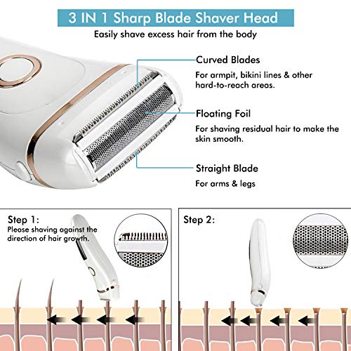 Elektrorasierer für Damen, FAMATE 3 in 1 Damen-Elektrorasierer mit Sicherheitsverschluss Schmerzfreier Körperhaarentferner für Beine, Achselhöhle und Bikinizone Nass-Trocken-Bikini-Trimmer - Image 3