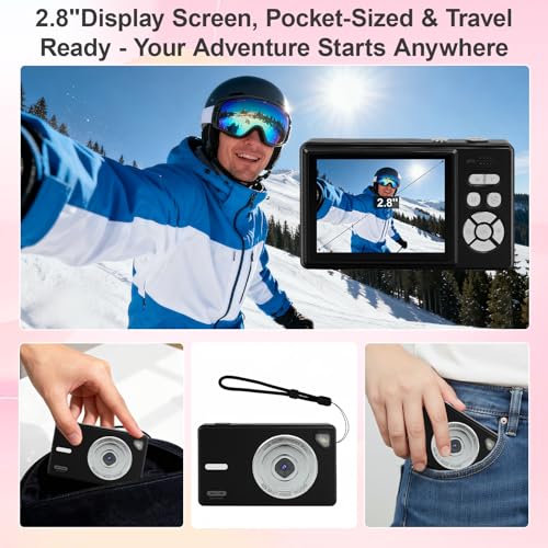 Digital Camera 4K - Autofocus Compact Cameras with 32GB SD Card 44MP Portable Mini Small Photo Camera with 2.8" LCD Screen 18X Digital Zoom Vlogging Camera for Students, Teens, Beginners (Black) - Image 6