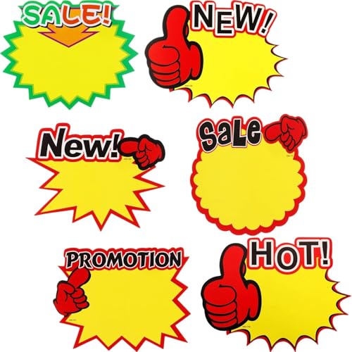 60 Starburst Sign Cards, 7 x 5.5 Inches Sale Pa...