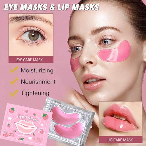 30 Pairs Eye Masks & Lip Masks, Crystal Collagen Under Eye Patches for Puffy Eyes, Moisturizing Lip Mask Pink Pads, Reducing Fine Lines, Party Favors, Christmas Gifts, Bulk Gifts, Stocking Stuffers - Image 3