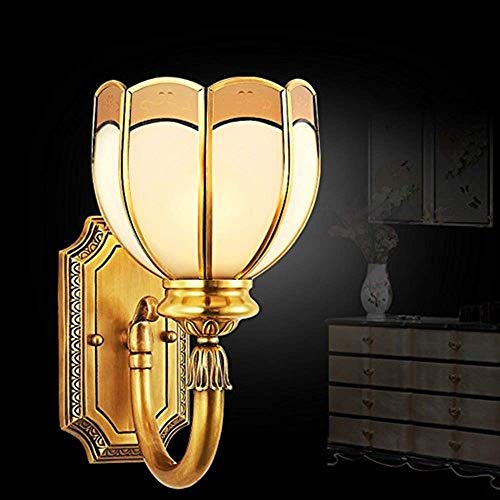 Preisvergleich Produktbild JI Gyy Home Hotel Beleuchtung Graceful Kupfer Wandleuchte, Lotus Modellierung Wandleuchte Ganglichter Kreative Schlafzimmer Bar Restaurant Cafe Club Wandleuchte E27 Originalität