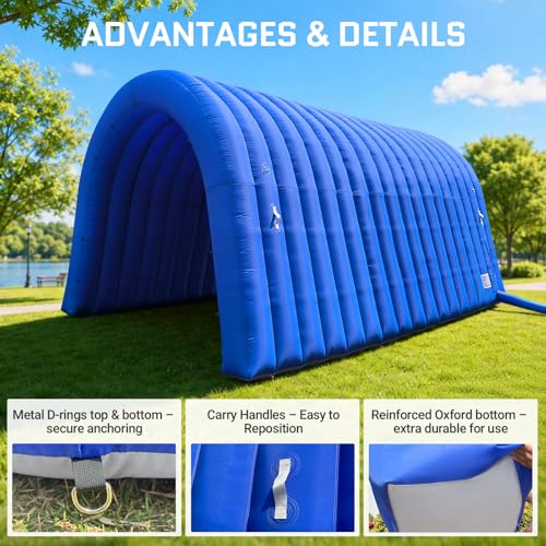 Image of OZIS 20x10x10Ft Large Inflatable Tunnel Sports Tunnel Entrance with Powerful Blower Inflatable Tunnel Tent for Business Advertising Event Exhibition Promotion,Street,Shop,Supermarket,School(Blue)
