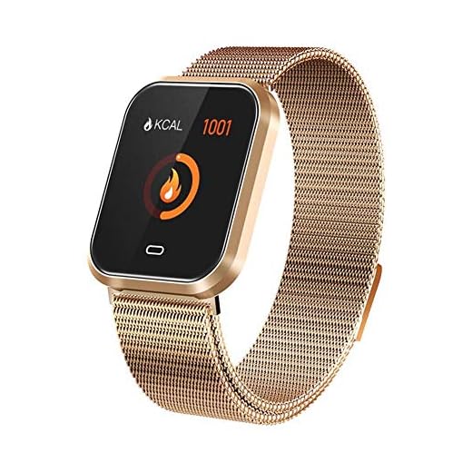 Febelle Reloj Inteligente Pulsera IP67 Impermeable Gimnasio Presión Arterial Oxígeno Ritmo Cardíaco Deportes Rastreador Compatible Android iOS Estilo de Acero Dorado