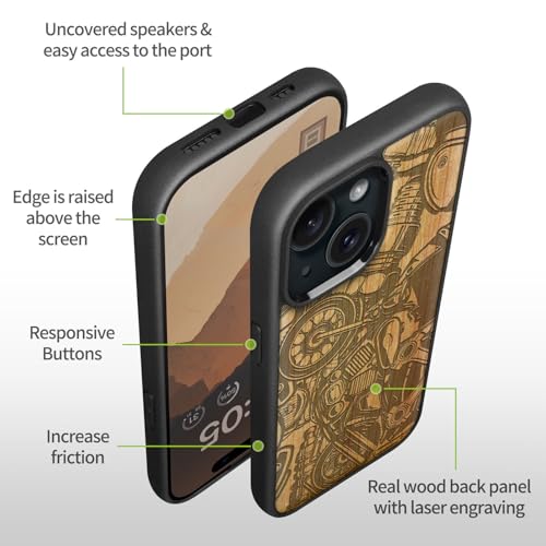 Coque Bois iPhone 15 Plus Antichoc Gravée Anti-Rayures - 7